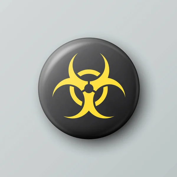 Vector Realistische Ronde Geel Zwart Waarschuwing Gevaar Biohazard Biowapen Nucleair — Stockvector