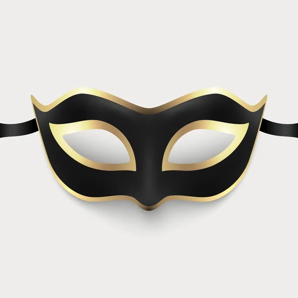 Máscara Carnaval Realista Vector Negro Dorado Aislado Máscara Fiesta Primer — Vector de stock