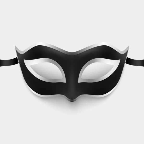 Máscara Carnaval Realista Vector Negro Plata Aislado Máscara Fiesta Primer — Vector de stock
