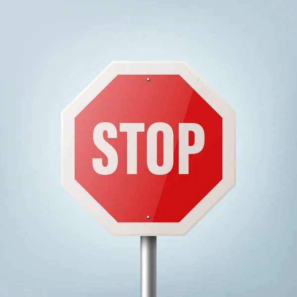Entrez Pas Vector White Red Glossy Interdiction Stop Sign Avertissement — Image vectorielle
