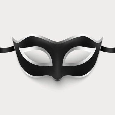 Vektör 3d Gerçekçi Siyah ve Gümüş Karnaval Yüz Maskesi İzole Edildi. Parti maskesi, Maskeli Balo Kapanışı. Erkek ve Kadın Maskesi Tasarım Şablonu. Karnaval, Parti, Gizli, Kahraman, Yabancı Konsepti.