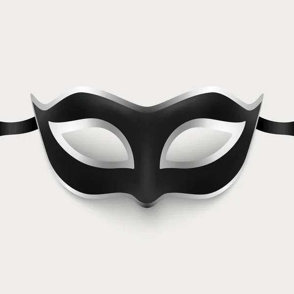 Máscara Carnaval Realista Vector Negro Plata Aislado Máscara Fiesta Primer — Vector de stock