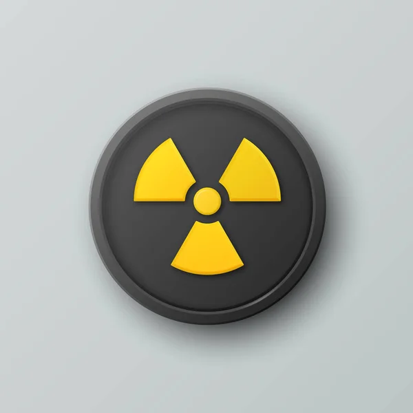 Vektor Reális Kerek Sárga Fekete Figyelmeztetés Veszély Nukleáris Szimbólum Elszigetelve — Stock Vector