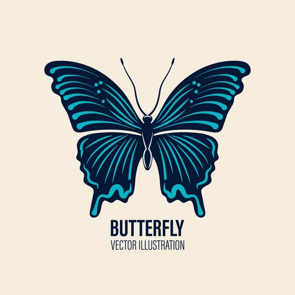 Vector Hand Drawn Butterfly Icon Closeup Isolated White Background Butterfly — Stock Vector