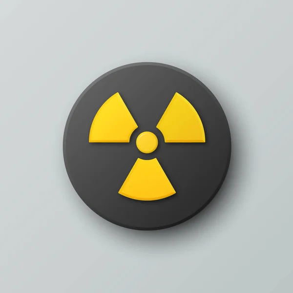 Vektor Reális Kerek Sárga Fekete Figyelmeztetés Veszély Nukleáris Szimbólum Elszigetelve — Stock Vector