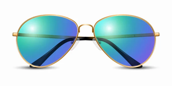 Vektorové Realistické Brýle Unisex Zlatý Rámeček Fialové Modré Průhledné Sluneční — Stockový vektor