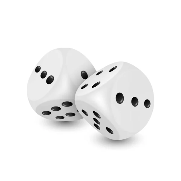 Vector Realistic White Game Dice White Dots Set Closeup Isolated — Stock Vector