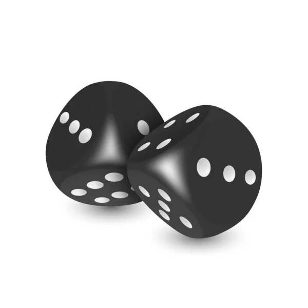 Vector Realistic Black Game Dice White Dots Set Closeup Isolated — 스톡 벡터