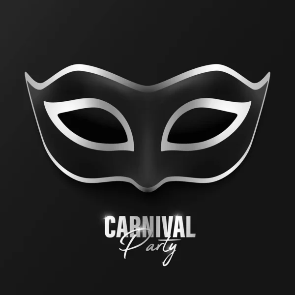 Vector Realistic Black Silver Carnival Face Mask Black Background 사이트 — 스톡 벡터