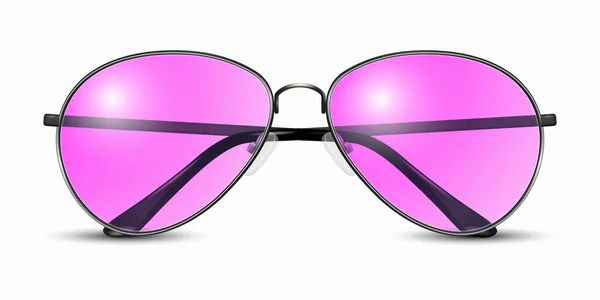 Vektor Realistiska Moderna Unisex Ramglas Svart Färgram Rosa Transparenta Solglasögon — Stock vektor