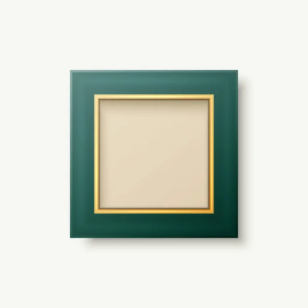 Vector Realista Verde Dourado Decorativo Vintage Frame Ícone Fronteira Closeup —  Vetores de Stock