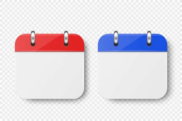 Vector Realistic Paper Classic Simple Minimalistic Red Blue Calendar Icon — Stockvektor