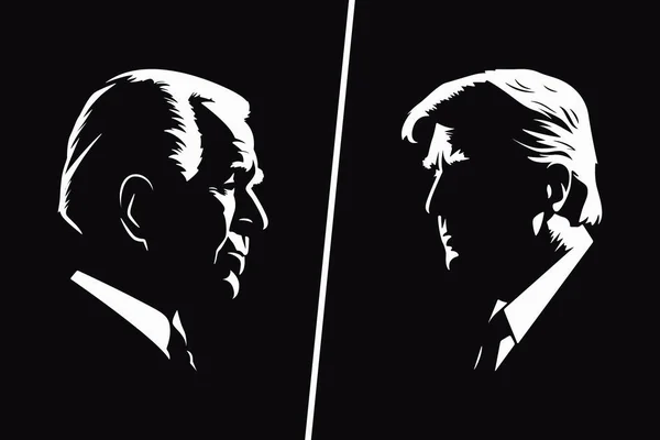 Géorgie Mars 2023 Portrait Noir Blanc Joe Biden Donald Trump — Image vectorielle
