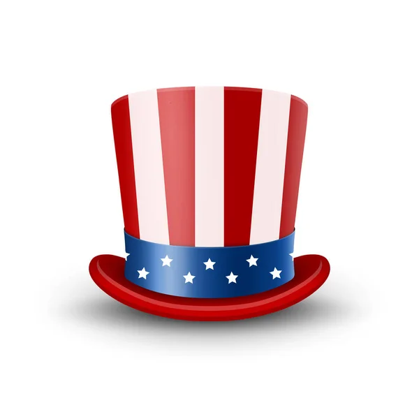 Vector Realistic Top Hat American Flag Color Closeup Уса Хат — стоковий вектор