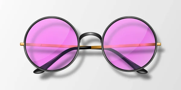 Vektorové Realistické Brýle Unisex Černý Rámeček Růžové Průhledné Sluneční Brýle — Stockový vektor