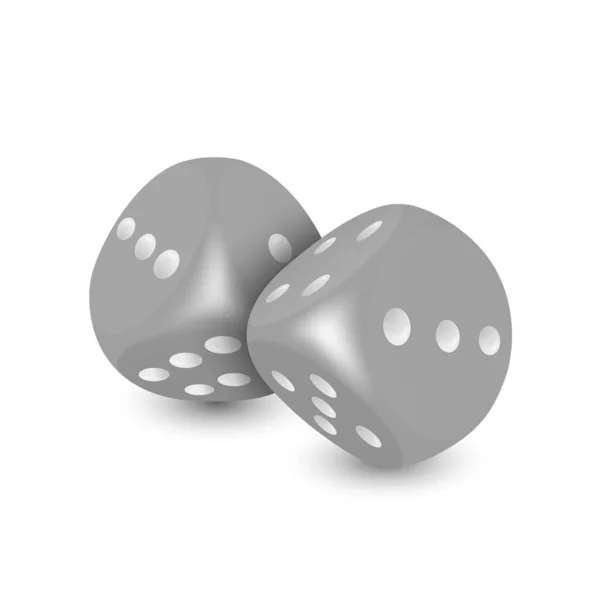 Vector Realistic Gray Game Dice White Dots Set Closeup Isolado — Vetor de Stock