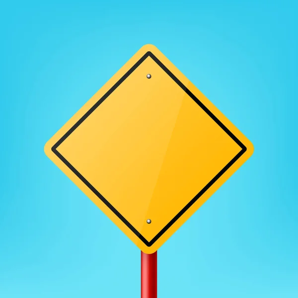 Vector Yellow Blank Diamond Shaped Road Sign Frame Icon Closeup — Stockvector