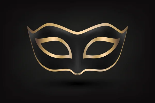 Vector Realistic Black Golden Carnival Face Mask Black Background Mask — Stock Vector