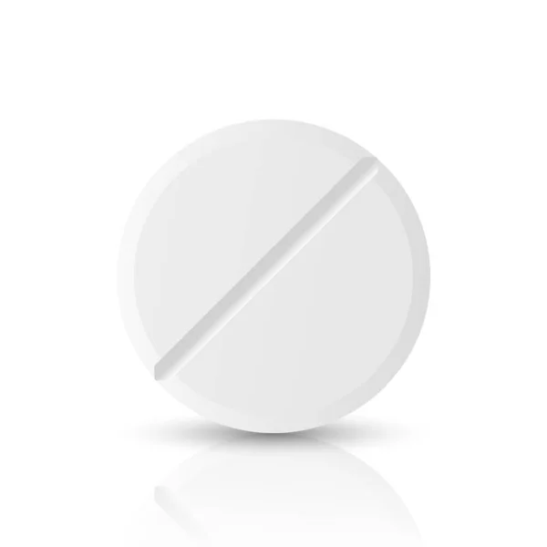 Vektor Realistické Bílé Kolo Farmaceutické Lékařské Pilulky Kapsle Tablety Ikona — Stockový vektor