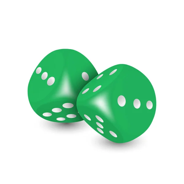 Vector Realistische Groene Spel Dobbelstenen Met Witte Stippen Set Close — Stockvector