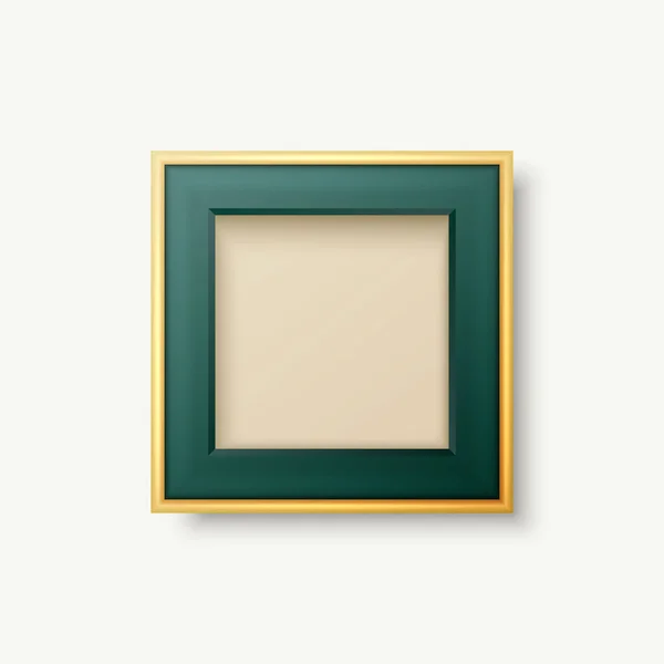 Vector Realistic Green Golden Decorative Vintage Frame Border Icon Closeup — Stock Vector