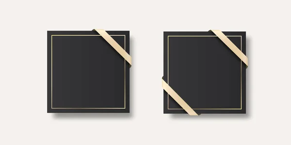 Scheda Vector Square Blank Black Libretto Cartolina Greting Card Design — Vettoriale Stock