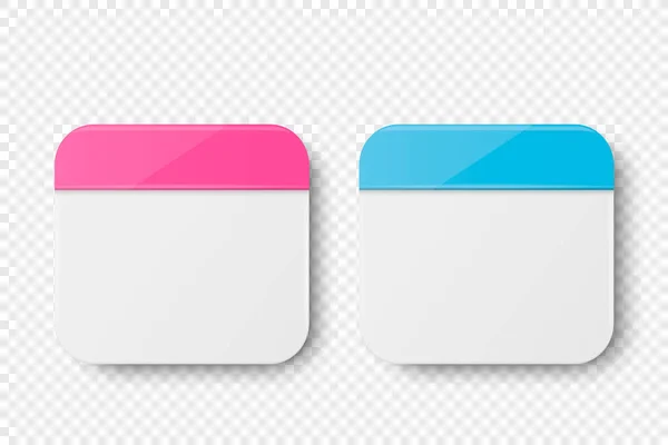 ベクトル3Dリアルな紙クラシックシンプルなミニマリズムブルーとピンクのカレンダーアイコンセット白の背景に隔離された閉鎖 ホリデーカード バナー ウォールカレンダー用のデザインテンプレート — ストックベクタ