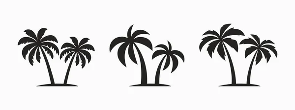 病媒棕榈树夫妇 棕榈树图标集分离的白色背景 棕榈轮廓 设计热带 夏季概念模板 病媒说明 — 图库矢量图片