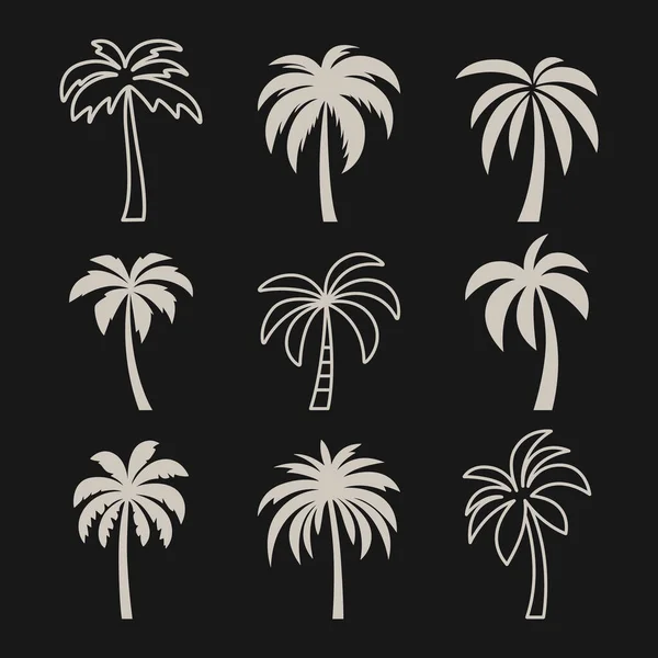 Vektor Palmen Palmen Icon Set Isoliert Palmensilhouetten Design Vorlage Für — Stockvektor