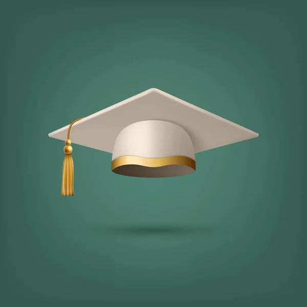 Διάνυσμα Ρεαλιστικό Λευκό Graduate College High School University Black Cap — Διανυσματικό Αρχείο