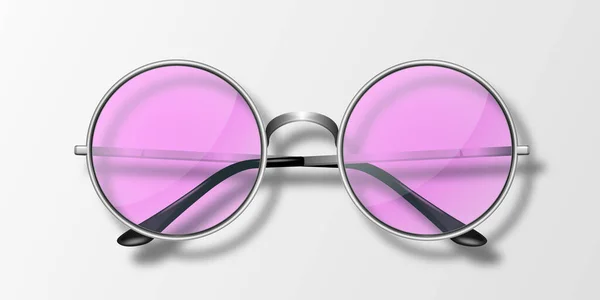 矢量3D真实感现代单面镜框镜片 银色相框 粉色透明的男女太阳镜 采购产品光学 时髦的眼镜 — 图库矢量图片