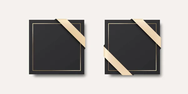 Vector Vierkante Blanco Zwarte Kaart Brochure Briefkaart Greting Card Design — Stockvector