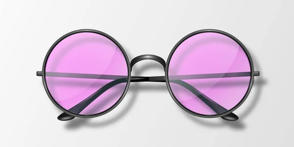 Vektorové Realistické Brýle Unisex Černý Rámeček Růžové Průhledné Sluneční Brýle — Stockový vektor