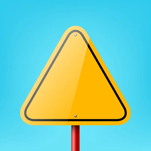 Vector Yellow Blank Triangle Road Sign Frame Icon Primer Plano — Vector de stock
