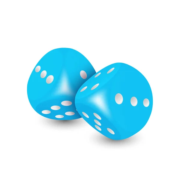 Vector Realistic Blue Game Dice White Dots Set Closeup Isolado — Vetor de Stock