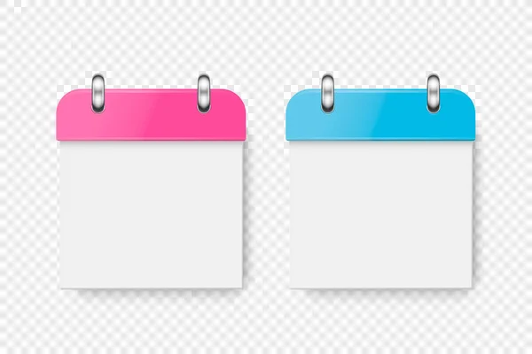 Vector Realistic Paper Classic Simple Minimalistic Blue Pink Calendar Icon — Stock Vector