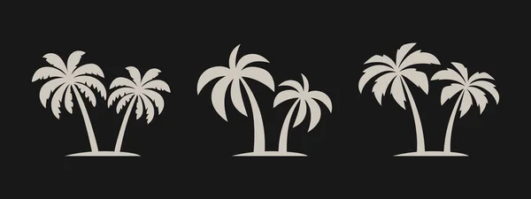 Vector Palm Trees Palm Tree Icon Set Isolated 실루엣 컨셉을 — 스톡 벡터