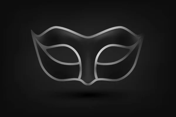 Vektor Realistické Černé Stříbrné Karnevalové Masky Černém Pozadí Maska Mejdan — Stockový vektor