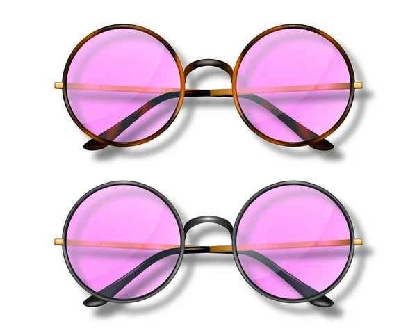 Vektor Realistiska Moderna Unisex Ram Glasögon Med Rosa Glas Leopard — Stock vektor
