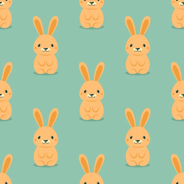 Wektor Bezszwowy Wzór Easter Cute Funny Cartoon Rabbit Wielkanocny Design — Wektor stockowy
