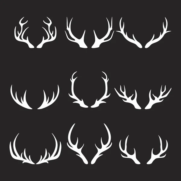鹿角的轮廓 手绘鹿角 鹿角集 动物安特莱藏品杜尔的设计元素 野生动物猎手 嬉皮士 圣诞及新年概念 — 图库矢量图片