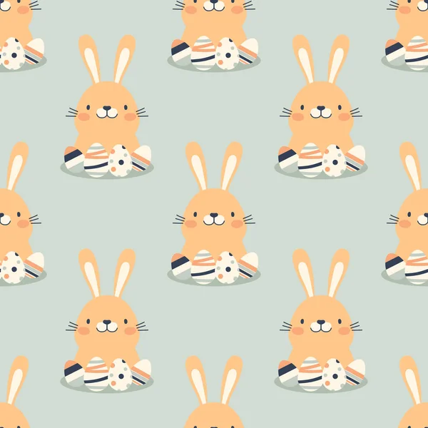 Patrón Sin Costura Vectorial Con Pascua Lindo Divertido Conejo Dibujos — Archivo Imágenes Vectoriales