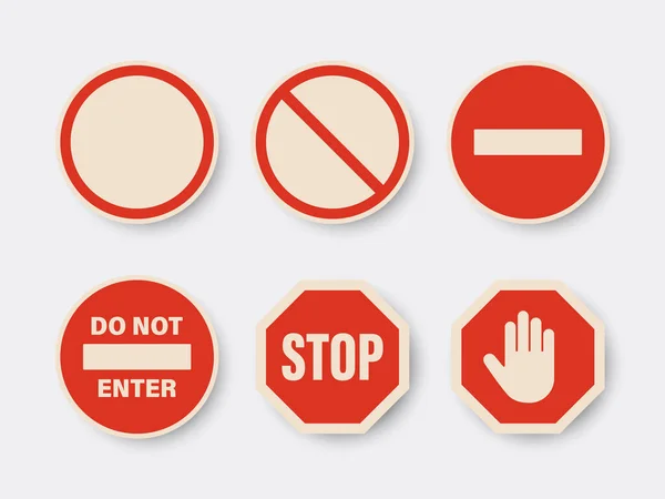 Sluta Vektor Vit Och Röd Rund Glossy Förbud Stoppa Sign — Stock vektor
