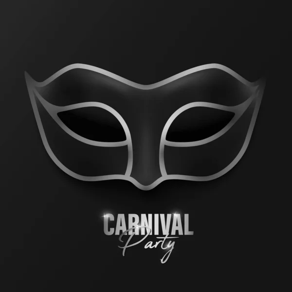 Vector Realistic Black Silver Carnival Face Mask Black Background 사이트 — 스톡 벡터