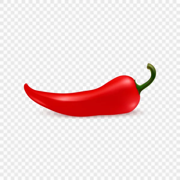 Vector Realistic Red Hot Chili Pepper Icon Closeup Isolate Dalam - Stok Vektor