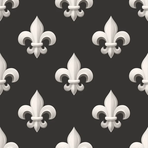 Vector Seamless Pattern Vintage Ρεαλιστικό Λευκό Λουλούδι Lis Closeup Μαύρο — Διανυσματικό Αρχείο
