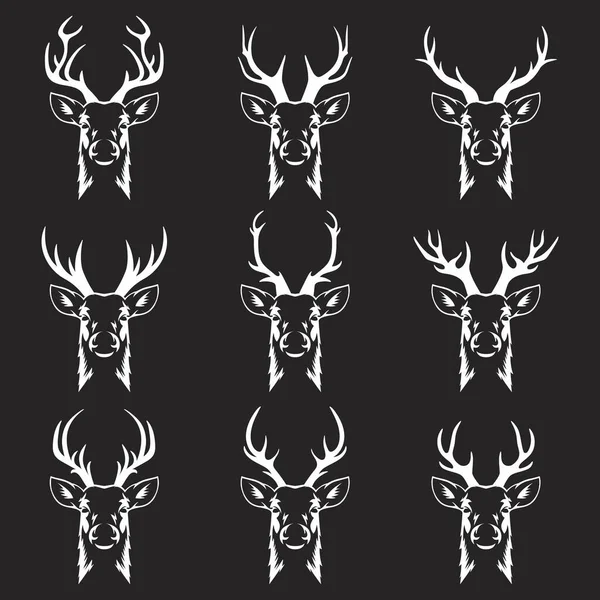Sobí Rohy Antlers Siluety Jeleního Rohu Ručně Kreslený Jelení Roh — Stockový vektor