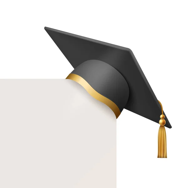 Διάνυσμα Ρεαλιστικό Graduate College High School University Hat Closeup Διάνυσμα — Διανυσματικό Αρχείο