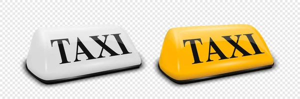 Vector Realist White Yellow French Taxi Sign Icon Set Closeup — стоковий вектор