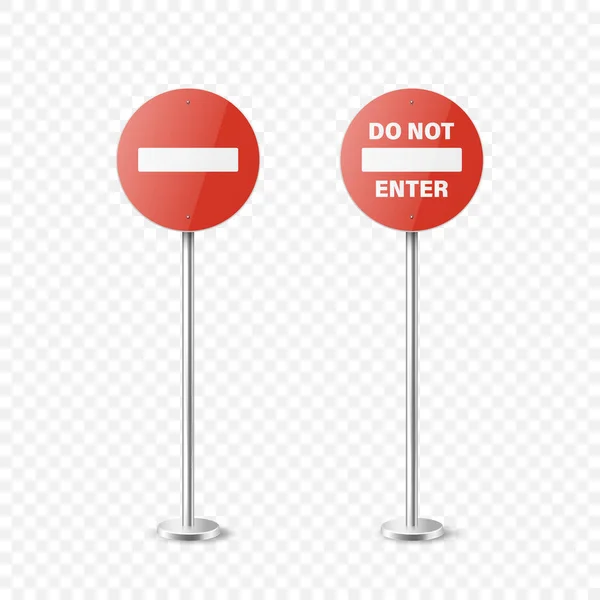 Parem Vetor Branco Vermelho Glossy Proibição Stop Sign Icon Set — Vetor de Stock